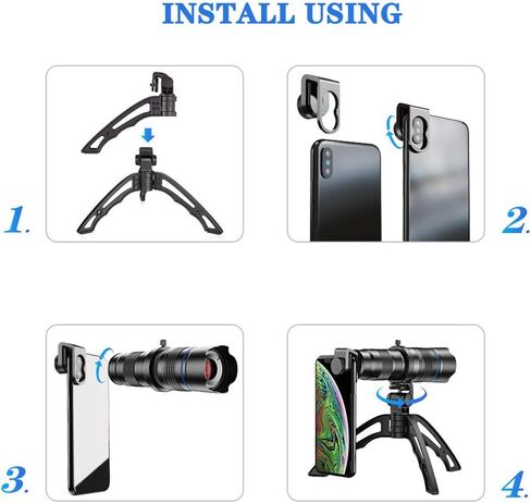 ,All Metal Monocular, 20-40X Zoom HD External Telephoto Lens, Outdoor Mobile Phone Dual-Adjustment Zoom Telescope with Tripod in Saudi Arabia