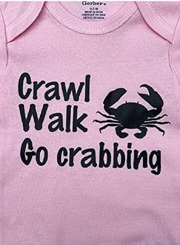 crabbing baby onesie ® crab infant one piece bodysuit boy girl shower gift crawl walk clothes clothing in Saudi Arabia