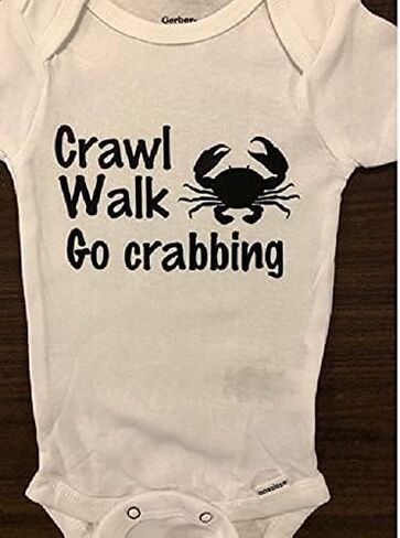crabbing baby onesie ® crab infant one piece bodysuit boy girl shower gift crawl walk clothes clothing in Saudi Arabia