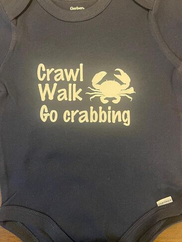 crabbing baby onesie ® crab infant one piece bodysuit boy girl shower gift crawl walk clothes clothing in Saudi Arabia