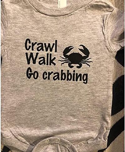 crabbing baby onesie ® crab infant one piece bodysuit boy girl shower gift crawl walk clothes clothing in Saudi Arabia