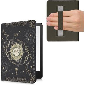 kwmobile Case Compatible with Amazon Kindle Paperwhite 11. Generation 2021 Case - PU Cover w/Strap - Girl and Books Black/Beige in Saudi Arabia