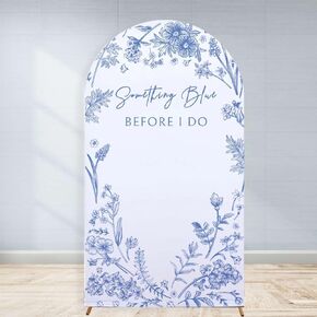 Bridal Shower Arch Backdrop Stretchy Fitted Cover 7.2ft Something Blue Before I Do Party Floral Flowers Toile Bride to be Chiara Wall Arched Photo Background Welcome Sign 7ft in Saudi Arabia