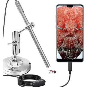 USB Microscope, 10X-200X USB C Digital Microscope, Portable Camera with 8 LED Lights & Multi-Joint Rotating Stand for Coin Collection Jewelers Electronics, Fits iPhone 15 Android Windows in Kuwait