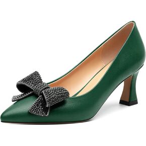 Heels for Women Closed Patent Pointed Toe Bow Pumps Slip on Kitten Low Heels Wedding Party Dress Office Shoes 2.5Inch in Saudi Arabia