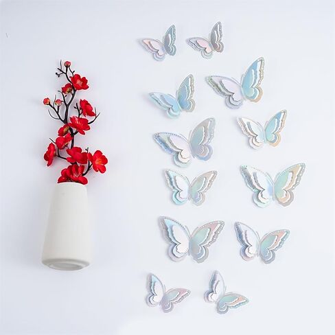 24 Pcs 3D Butterfly Wall Decor, Butterfly Wall Art Decorations for Birthday Party Anniversary, Removable Stickers on Locker Decor Offices Living Room Bedroom(Colorful) in Saudi Arabia
