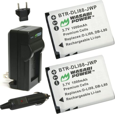 بطارية Wasabi Power (2 عبارة) وشاحن لـ Panasonic VW-VBX070 و HM-TA2 ، HM-TA20 ، HX-DC1 ، HX-DC2 ، HX-DC3 ، HX-DC10 ، HX-DC15 ، HX-WA10 in Saudi Arabia