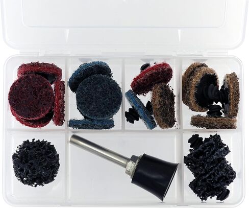 Shark Industries PN-16406 Mini 1 ″ Surface Prep Kit مع لوحة دعم/حامل. تغيير سريع أقراص الإعدادية السطحية. استخدم للتنظيف في مناطق صغيرة أو زوايا ضيقة - مجموعة 19 قطعة in Saudi Arabia
