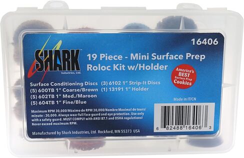 Shark Industries PN-16406 Mini 1 ″ Surface Prep Kit مع لوحة دعم/حامل. تغيير سريع أقراص الإعدادية السطحية. استخدم للتنظيف في مناطق صغيرة أو زوايا ضيقة - مجموعة 19 قطعة in Saudi Arabia