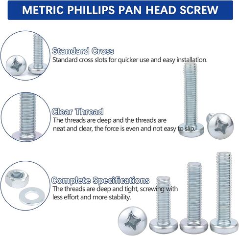 1200PCS Machine Screw Assortment Kit, JROUTH Phillips Pan Head #4-40#6-32#8-32#10-24 Assorted Nuts Bolts and Flat Washers Set, 304 Stainless Steel Hardware Assortment with Storage Case in Kuwait