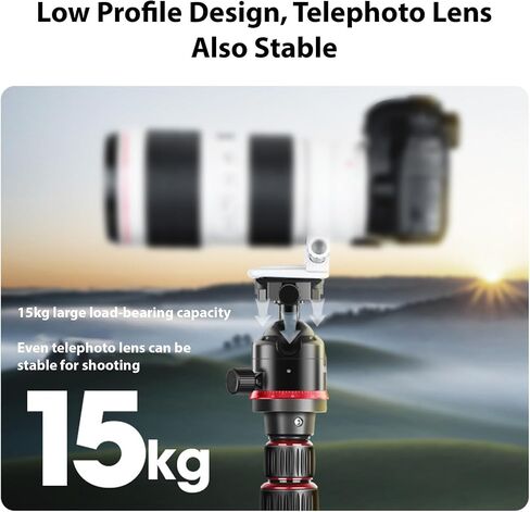Gugxiom 36mm Low Profile Tripod Ball Head Mount Built in 65mm QR Plate, Metal 360° Rotating Panoramic Ball Head with Bubble Level, Horizontal Vertical Switching, Load 15kg/33lbs in Saudi Arabia
