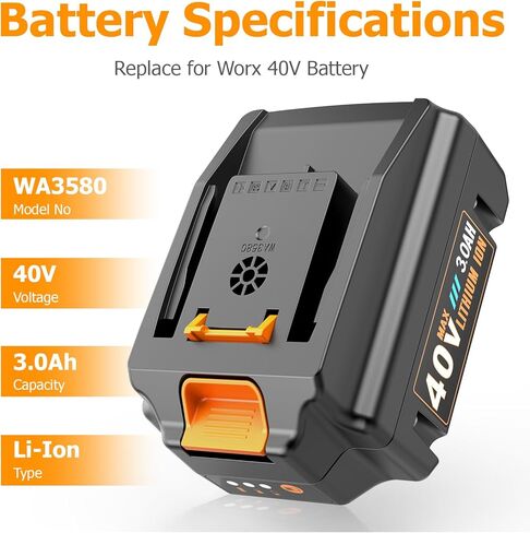 FutureBatt 2 Pack 20V Battery استبدال بطارية Worx 20V 6.0AH WA3520 WA3525 WA3575 متوافق مع أدوات الطاقة اللاسلكية WG151S WG155S WG251S WG255S WG540S WG545S WG890 WG890 in Kuwait