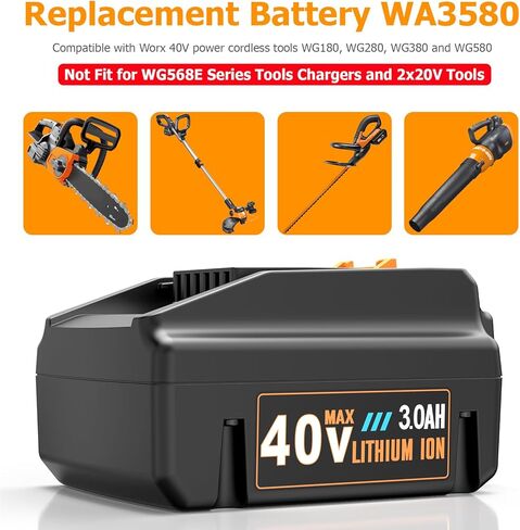 FutureBatt 2 Pack 20V Battery استبدال بطارية Worx 20V 6.0AH WA3520 WA3525 WA3575 متوافق مع أدوات الطاقة اللاسلكية WG151S WG155S WG251S WG255S WG540S WG545S WG890 WG890 in Kuwait
