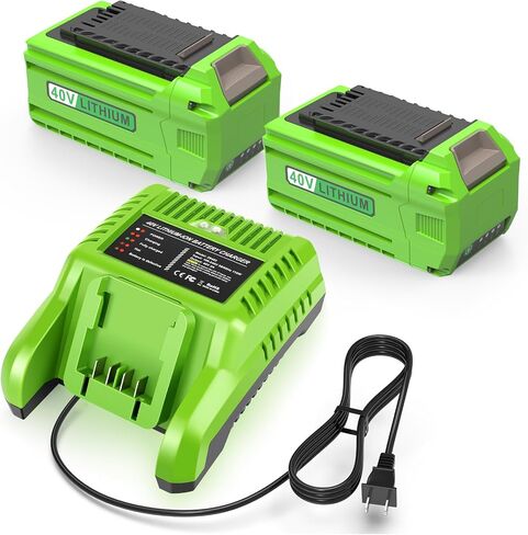 6.0AH 29472 استبدال بطارية Greenworks 40V وشاحن متوافق مع Greenworks 40V Lithium-ion Battery 29462 29252 20202 22262 25312 25322 20642 22272 27062 21242 (2Batties+Charger) in Saudi Arabia