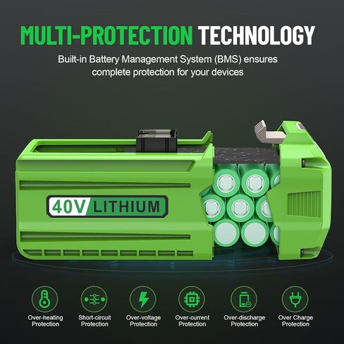 6.0AH 29472 استبدال بطارية Greenworks 40V وشاحن متوافق مع Greenworks 40V Lithium-ion Battery 29462 29252 20202 22262 25312 25322 20642 22272 27062 21242 (2Batties+Charger) in Saudi Arabia