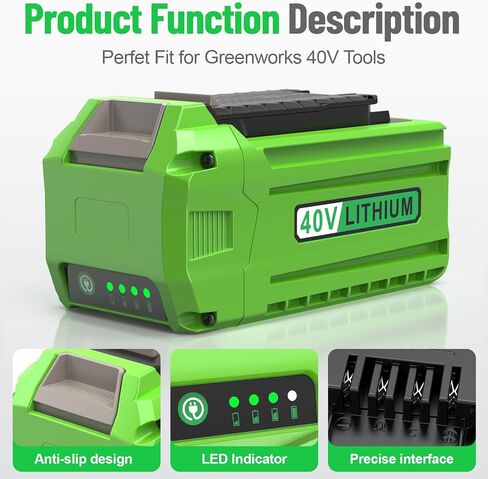6.0AH 29472 استبدال بطارية Greenworks 40V وشاحن متوافق مع Greenworks 40V Lithium-ion Battery 29462 29252 20202 22262 25312 25322 20642 22272 27062 21242 (2Batties+Charger) in Saudi Arabia