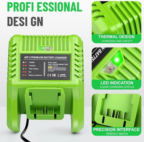 6.0AH 29472 استبدال بطارية Greenworks 40V وشاحن متوافق مع Greenworks 40V Lithium-ion Battery 29462 29252 20202 22262 25312 25322 20642 22272 27062 21242 (2Batties+Charger) in Saudi Arabia