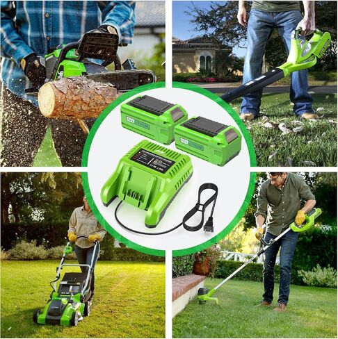 6.0AH 29472 استبدال بطارية Greenworks 40V وشاحن متوافق مع Greenworks 40V Lithium-ion Battery 29462 29252 20202 22262 25312 25322 20642 22272 27062 21242 (2Batties+Charger) in Saudi Arabia