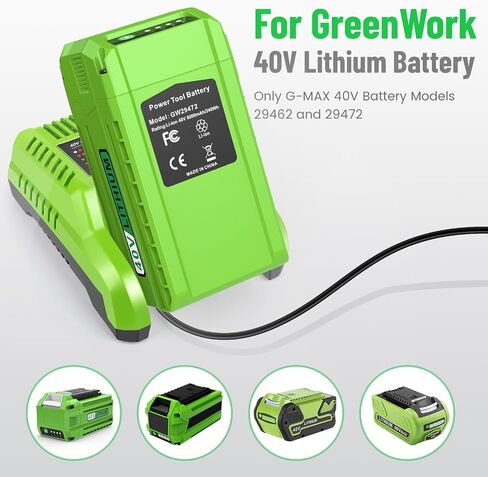 6.0AH 29472 استبدال بطارية Greenworks 40V وشاحن متوافق مع Greenworks 40V Lithium-ion Battery 29462 29252 20202 22262 25312 25322 20642 22272 27062 21242 (2Batties+Charger) in Saudi Arabia