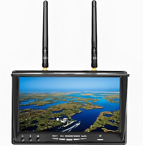 شاشة 5802d 7 بوصة FPV مع DVR ، 5.8g 40ch شاشة مستقبل لاسلكي للطائرات بدون طيار RC ، عرض الفيديو في الوقت الحقيقي ، Sunshade ، FPV Goggles البديل in Kuwait