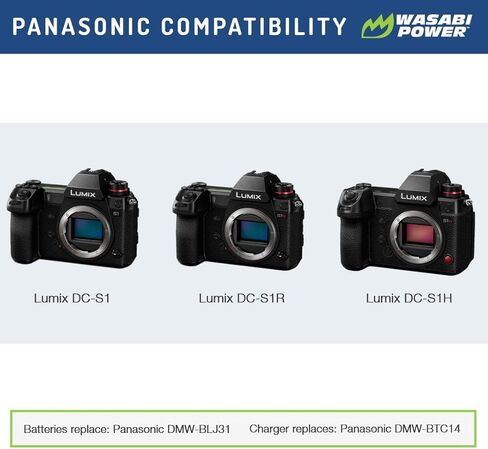 Wasabi Power DMW-BLJ31 Battery (2-Pack) for Panasonic LUMIX S1, S1R, S1H, LUMIX S Series Mirrorless Cameras in Saudi Arabia