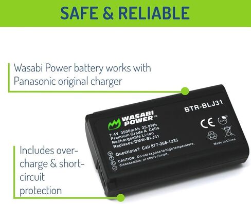 Wasabi Power DMW-BLJ31 Battery (2-Pack) for Panasonic LUMIX S1, S1R, S1H, LUMIX S Series Mirrorless Cameras in Saudi Arabia