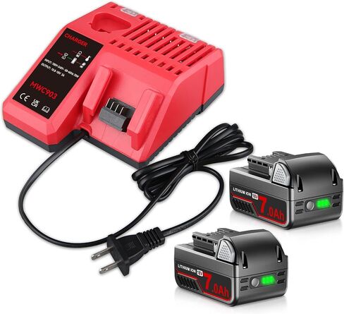 2 Pack 18V 7.0Ah 48-11-1840 Replacement for Milwaukee Battery and 3A 12-18V Charger Compatible with Milwaukee Battery Charger 48-11-1812 48-11-1850 48-11-1828 in Kuwait