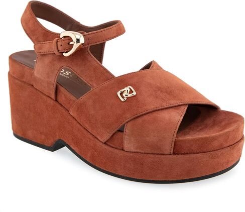 Aerosoles Cora's Cora Flatform Heeled Sandal ، Suede Rust ، 8M in Kuwait