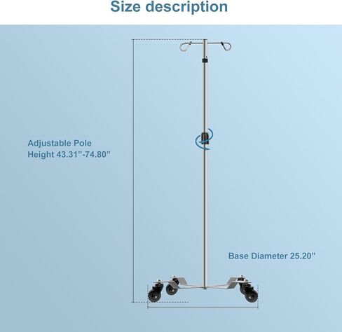 حامل قابل للحمل الدوار IV Pole IV من شركة Konmee مزود بخطاف 4 أرجل / 5 أرجل مع عرض ارتفاع قابل للتعديل، حامل حامل من الفولاذ المقاوم للصدأ, , 5 Legs, , in Kuwait