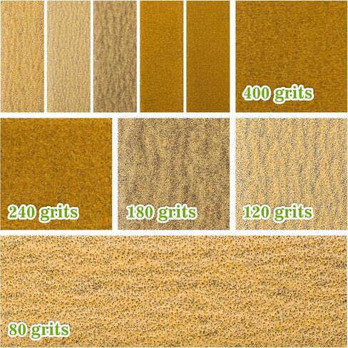 طقم صنفرة صغيرة مع ورق رملي 50pcs ، من 80 إلى 400 صفائح ورق الصنفرة 3.5 × 1.1 بوصة خلفية رطبة رطبة ، صنفرة الأصابع لإنهاء الأثاث الخشبي ، تلميع المعادن 80/110/180/240/400 in Saudi Arabia