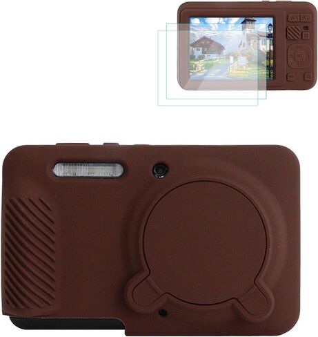 Rieibi Silicone Case for Kodak PIXPRO FZ55 Case, Accessories for Kodak PIXPRO FZ55 Camera Case with 2 Pcs Screen Protectors, Detachable Lens Cover for PIXPRO FZ55 Camera,Coffee in Saudi Arabia