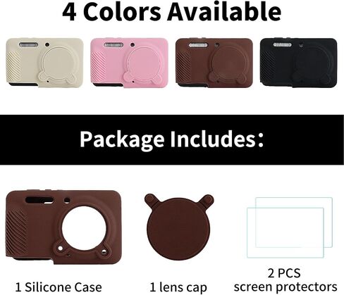 Rieibi Silicone Case for Kodak PIXPRO FZ55 Case, Accessories for Kodak PIXPRO FZ55 Camera Case with 2 Pcs Screen Protectors, Detachable Lens Cover for PIXPRO FZ55 Camera,Coffee in Saudi Arabia