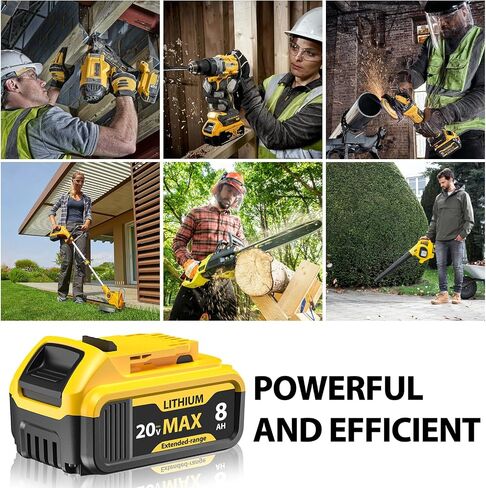 High-Capacity 8000mAh Lithium-Ion Replacement Battery for DeWalt 20V Max Battery Tools – Compatible with DCB200/DCB201/DCB206/DCB207 & Chargers in Saudi Arabia