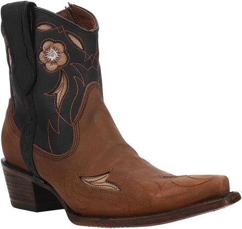 Corral Boots Womens Floral Embroidered Snip Toe Casual Boots Ankle Low Heel 1-2" - Black, Brown in Saudi Arabia