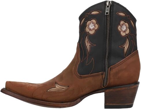 Corral Boots Womens Floral Embroidered Snip Toe Casual Boots Ankle Low Heel 1-2" - Black, Brown in Saudi Arabia