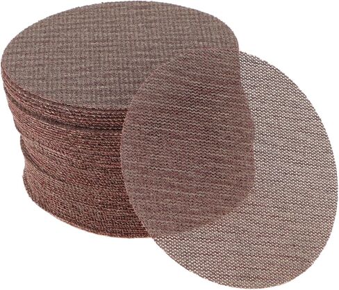 50 Pcs 5 Inch Abranet Sanding Mesh Anti-Clog Hook Loop Dust Free Net Sandpaper 100 Grit Brown Aluminum Oxide in Saudi Arabia