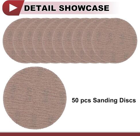 50 Pcs 5 Inch Abranet Sanding Mesh Anti-Clog Hook Loop Dust Free Net Sandpaper 100 Grit Brown Aluminum Oxide in Saudi Arabia