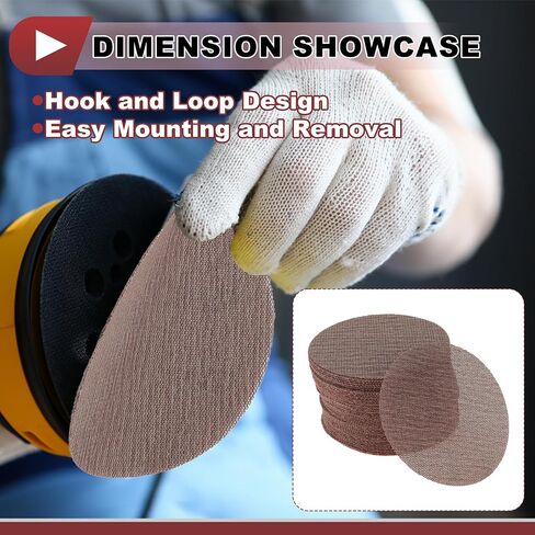 50 Pcs 5 Inch Abranet Sanding Mesh Anti-Clog Hook Loop Dust Free Net Sandpaper 100 Grit Brown Aluminum Oxide in Saudi Arabia