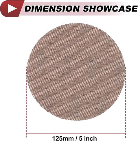 50 Pcs 5 Inch Abranet Sanding Mesh Anti-Clog Hook Loop Dust Free Net Sandpaper 100 Grit Brown Aluminum Oxide in Saudi Arabia