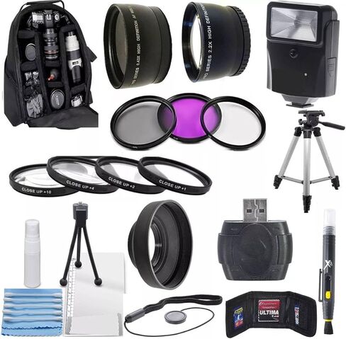 DC-FZ80,55MM Essential Lens & Filter Accessory Kit for Panasonic Lumix DC-FZ80 - Bundle Backpack with 0.43x Wide Angle & Telephoto Lenses, Filters Kit and More. (55MM) in Saudi Arabia