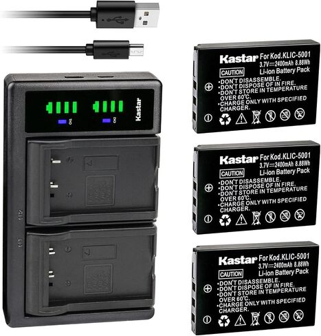 Kastar DB-L50 LTD2 USB Battery Charger Replacement for Sanyo Xacti DMX-TH1, Xacti DMX-WH1, NV-SB570DT, NV-SB360DT, Xacti VPC-FH1A, Xacti VPC-TH1, Xacti VPC-TH2, Xacti VPC-VH1, Xacti VPC-WH1 in Saudi Arabia