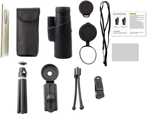 أحادي العين المحمول 12x50 مع الرؤية الليلية IPX7 BAK4 PRISM FMC عدسة أحادية اللون مع محول الهاتف الذكي وترايبود للبالغين حفلات مشاهدة الطيور in Saudi Arabia