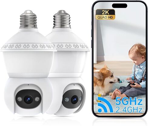 Light Bulb Security Cameras Outdoor, 5G& 2.4G WiFi Security Camera,Lightbulb Camera for Home Security Outside Indoor,360°PTZ,Two-Way Talk,Color Night Vision,Human Motion Detection in Saudi Arabia