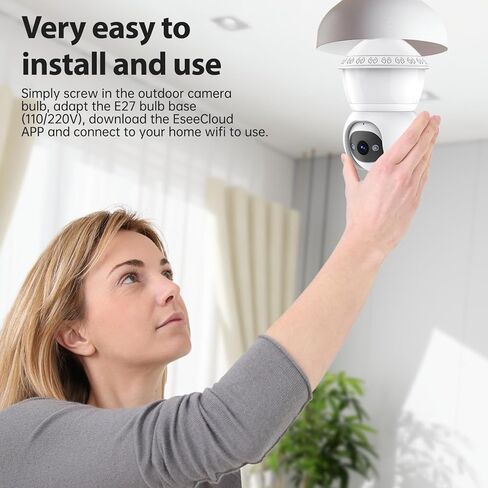 Light Bulb Security Cameras Outdoor, 5G& 2.4G WiFi Security Camera,Lightbulb Camera for Home Security Outside Indoor,360°PTZ,Two-Way Talk,Color Night Vision,Human Motion Detection in Saudi Arabia