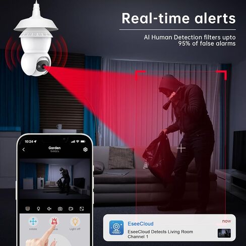 Light Bulb Security Cameras Outdoor, 5G& 2.4G WiFi Security Camera,Lightbulb Camera for Home Security Outside Indoor,360°PTZ,Two-Way Talk,Color Night Vision,Human Motion Detection in Saudi Arabia