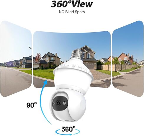 Light Bulb Security Cameras Outdoor, 5G& 2.4G WiFi Security Camera,Lightbulb Camera for Home Security Outside Indoor,360°PTZ,Two-Way Talk,Color Night Vision,Human Motion Detection in Saudi Arabia