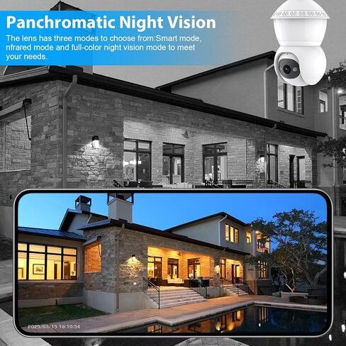 Light Bulb Security Cameras Outdoor, 5G& 2.4G WiFi Security Camera,Lightbulb Camera for Home Security Outside Indoor,360°PTZ,Two-Way Talk,Color Night Vision,Human Motion Detection in Saudi Arabia