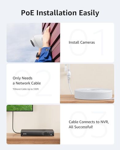 Annke 4K Poe Security Camera System ، 12mp H.265+ 8ch NVR مع 2TB للمراقبة HDD ، 6pcs 8mp cams ، رؤية ليلية ملونة مع تسليط الضوء مع 1pcs 3k poe cam ، rtsp ، IP67 مقاومة للمياه. in Kuwait