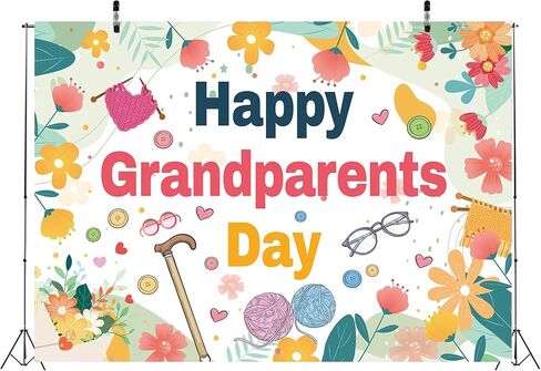 Happy Grandparents Day Banner 7x5ft Black Love Grandpa Grandma Grandparents Photography Backdrop Best Grandma Ever Party Decorations Banner Supplies in Saudi Arabia
