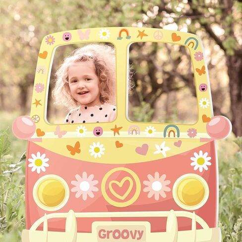 Telling Hippie Bus Photo Photo Booth Prop 43.31 × 37.4 بوصة 1960S Hippie Selfie Frame Backdrop Banner 60S 70S in Kuwait